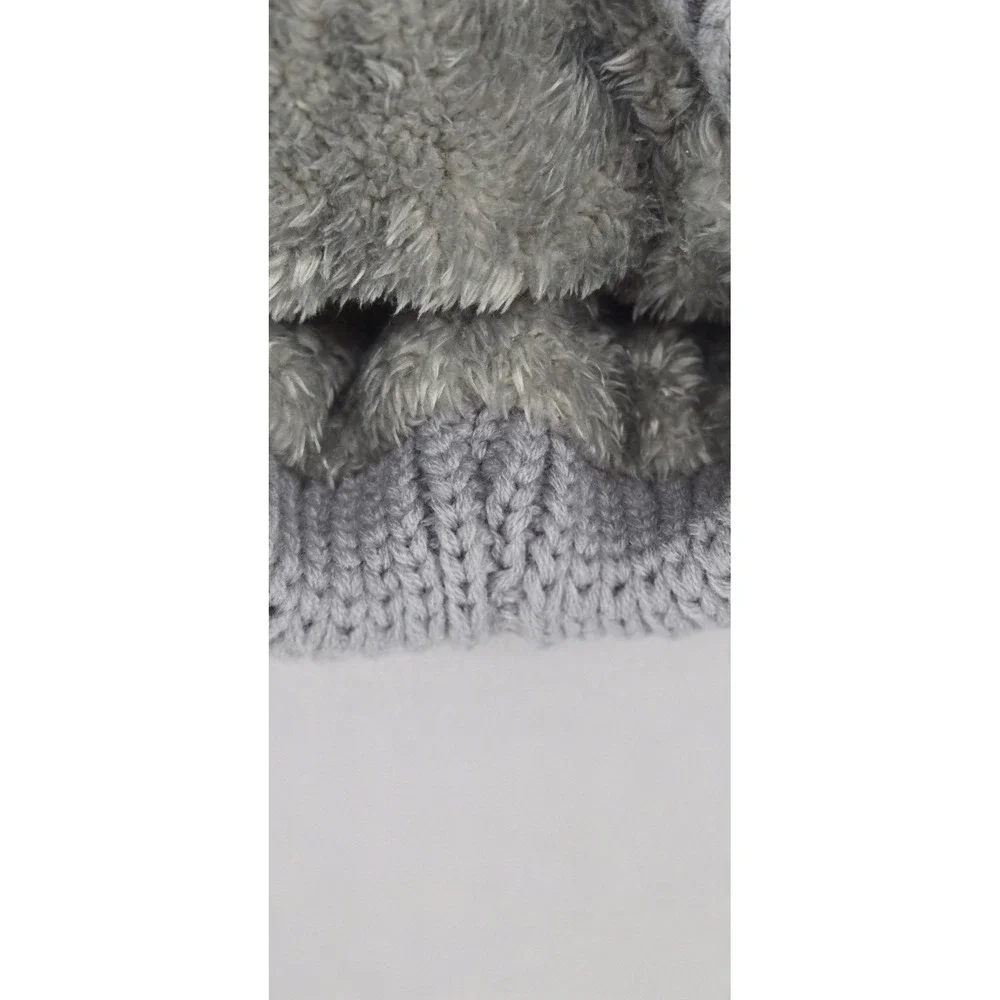 Spyder Womens Cable Knit Beanie Faux Fur Lined Pom Pom Hat Pewter‎ Grey OLSP982W